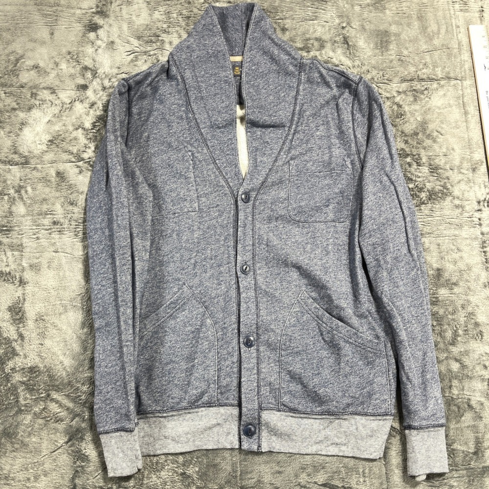 Wallin & Bros Mens XL Blue Heathered Shawl Collar Button Cardigan